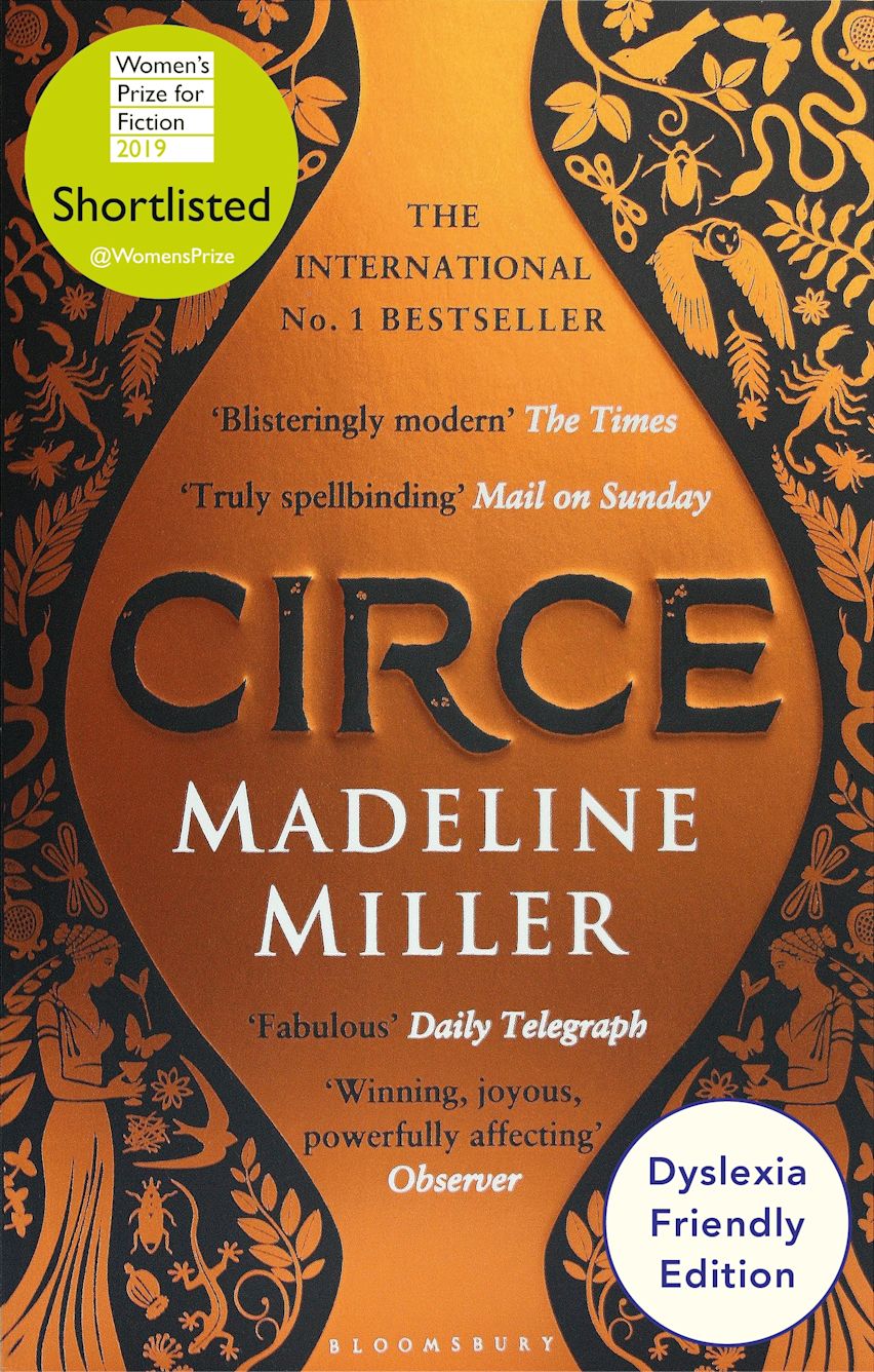 The cover of the book CIRCE with black text and artwork on an orange background.